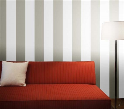 Add Cheap Dorm Decorations - Stripe Dove Gray Designer Removable Wallpaper - Decorate Your Dorm