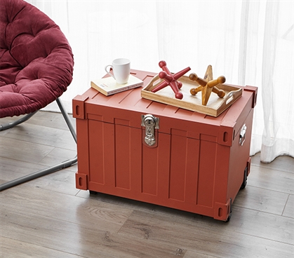 Affordable Dorm Storage Solution Red College Furniture Durable Bolt Dorm Trunk