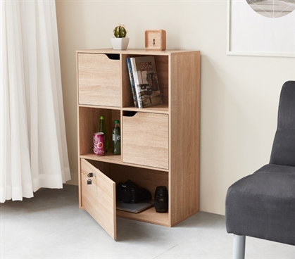 College Furniture Ideas for Small Dorm Bookshelf Locking Safe Wood Storage for Dorm