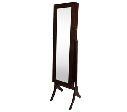 College-Ave Full-Length Mirror Jewelry Stand - Brown Rectangle Dorm Storage Solution