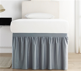 Machine Washable Twin XL Bed Skirt Panels Easy to Match Slate Gray College Dorm Decor
