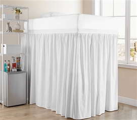 White Extra Long Twin Bed Skirt Panel With Ties Bedskirt for Bunk Beds Lofted Dorm Beds