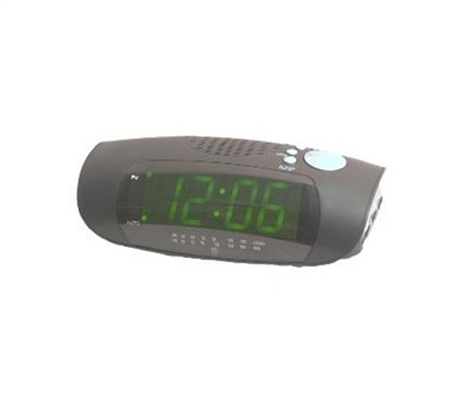 Bedding Accessories - Green LED College Alarm Clock With Radio