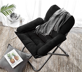 Great For Studying - College Club Dorm Chair - Plush & Extra Tall - Black - Super Soft Seating