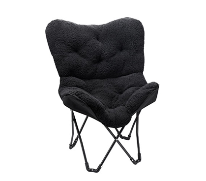 Compact Size - Overfilled Butterfly Chair - Ultra Plush Black - Great Dorm Seating