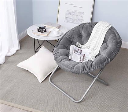 Comfort Padded Dark Gray Moon Chair Dorm Decor