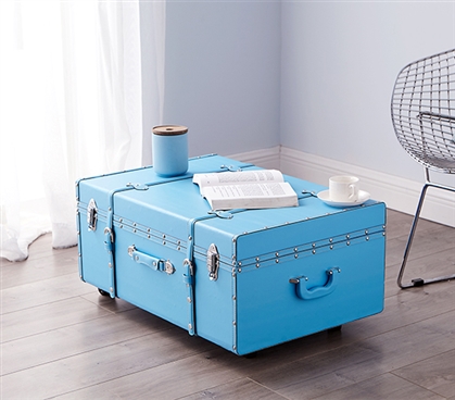 Stylish Design - TextureÂ® Brand Dorm Room Trunk  - Cyan Blue - Great For Transporting