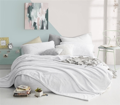 White Dorm Bedding Plush Sheet Set Full Sheets College Room Essentials Checklist