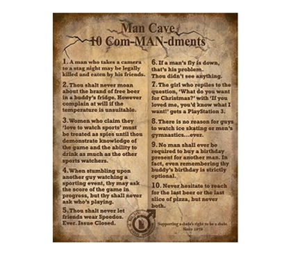 Cheap And Sturdy Decor - The 10 ComMANdments - Funny College Tin Sign - Great For Guys Dorm