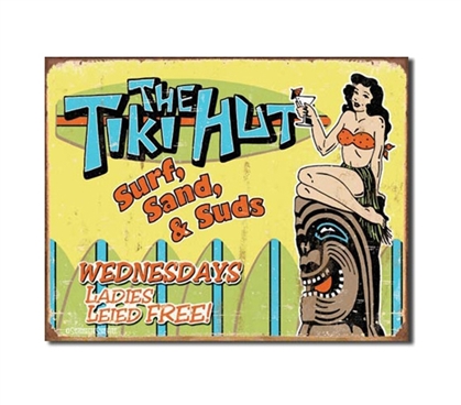 Tin Sign Dorm Room Decor dorm room tiki hut illustrated poster on tin sign for college rooms and walls