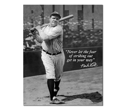 Tin Sign Dorm Room Decor Babe Ruth black and white photograph print on vintage tin sign for wall decoration