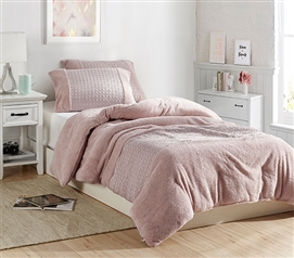 Beautiful Pink Twin Extra Long Comforter Textured Affordable Dorm Bedding Essential