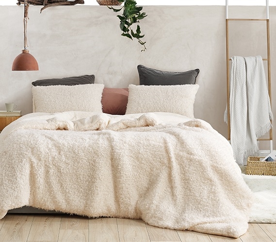 Glam Dorm Decor Ideas Plush College Bedding Essentials Neutral Comforter  Twin XL
