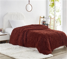 Dorm Bedding Essentials Burgundy Faux Feather Twin Extra Long Dimensions for Dorm Size Beds