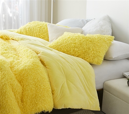 Yellow College Decorations Cute Pillow Case Two Pack Matching Twin XL Bedding Set for Dorm