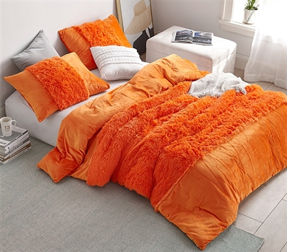 Thick College Comforter Plush Orange Bedding Ideas for College Dorm Size Bed Dimensions