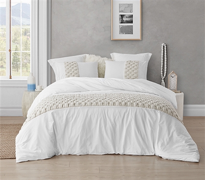 Neutral Dorm Bedding Essentials Farmhouse Dorm Decor White Twin Extra Long Duvet Cover for Hot Sleepers