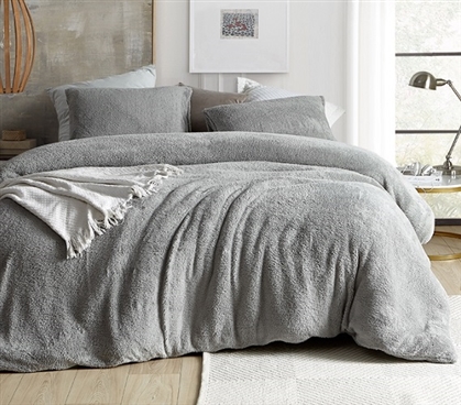 College Duvet Cover for Dorm Comforter Insert Gray Twin Extra Long Bedding Neutral Dorm Decor