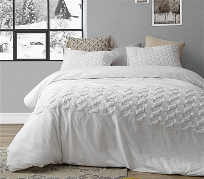 Farmhouse Dorm Decor White Twin Extra Long Cotton Duvet Cover for Dorm Size Bed Dimensions