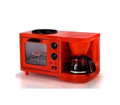 Easy Dorm Breakfasts - 3-in-1 Multifunction Breakfast Deluxe - Red - Cool College Appliance