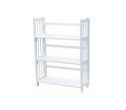 3 Tier Folding/Stackable Bookcase - White College Organizer