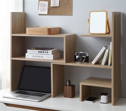 Wood College Desk Top Bookshelf Adjustable Shelving Dorm Furniture For Sale Freshman College Supplies