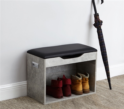 Marble Gray Yak About ItÂ® Boot Rack Bench with Top Cushion Compact College Furniture