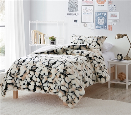 White Animal Print Extra Long Twin Comforter Set with Matching Pillow Sham Standard Size