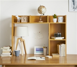 Classic Dorm Desk Bookshelf - Beech (Natural Wood) Dorm Essentials Dorm Room Decor Must Have Dorm Items