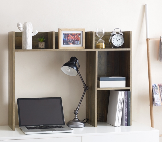 Classic Dorm Desk Bookshelf - Rustic