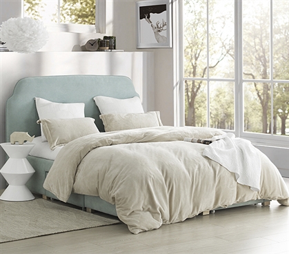 College Bedding Essentials Dorm Size Bed Dimensions Beige XL Twin Duvet Cover Set