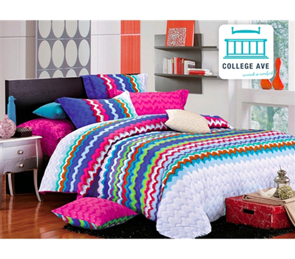 Plenty Of Color - Rainbow Splash Twin XL Comforter Set - College Ave Designer Series - Best Cotton Comforter