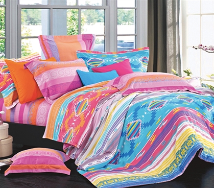 Pure Cotton - Azteca Twin XL Comforter Set - College Ave Designer Series - Very Colorful And Vibrant