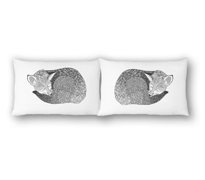 College Pillowcases - Sleeping Fox (2-Pack) Twin XL Bedding Must Have Dorm Items Dorm Room Decor