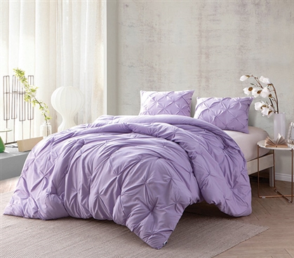Orchid Petal Pin Tuck Twin XL Comforter Dorm Bedding Extra Long Twin Comforter