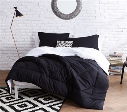 Black/White Reversible Twin XL Comforter Dorm Bedding Dorm Room Decor