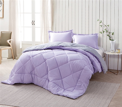 Orchid Petal/Alloy Reversible Twin XL Comforter Twin XL Bedding Dorm Bedding Extra Long Twin Comforter
