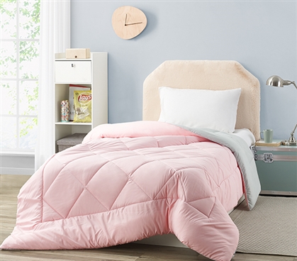 Pink College Comforter Affordable Twin Extra Long Bedding Essentials for Dorm Size Bed Dimensions