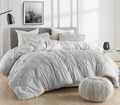 Textured Waves Full Comforter - Supersoft Glacier Gray - Oversized Full XL Bedding