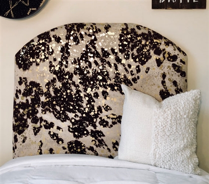 Stylish College Decor Unique Brown & Gold Cow Hide Animal Print Dorm Decor Twin XL College Headboard