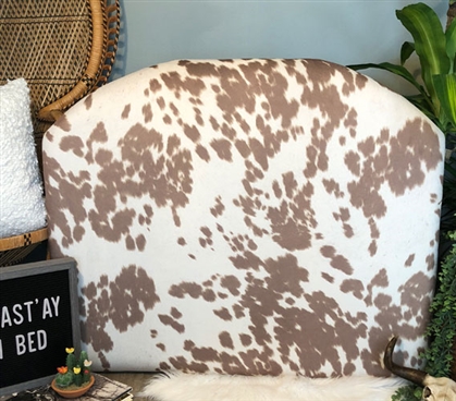 Beige Twin XL Bedding Item Neutral College Dorm Room Decor Stylish College Headboard Unique Cow Hide Pattern