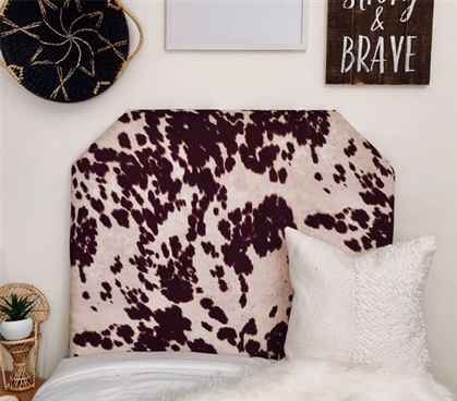 Unique Brown College Headboard Fashionable Animal Print Dorm Room Decor Cow Hide Design