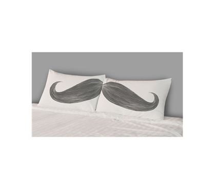 Dorm Bedding Accessory - College Pillowcases - Mustache (Set of 2) - Fun College Supply