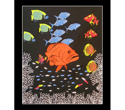 Fish in College Room Artwork & Blacklight Wall Tapestry