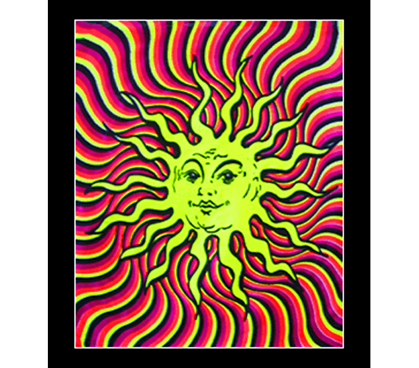 Golden Sun & Rays Blacklight Wall Tapestry