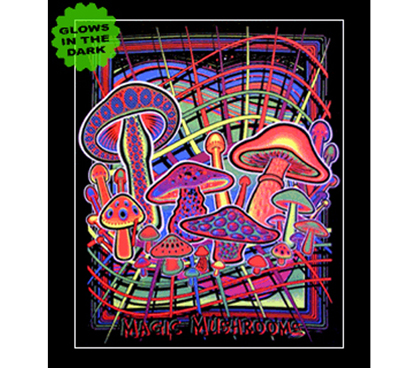 Spacial Rollercoaster Mushroom - Blacklight Wall Tapestry Decor