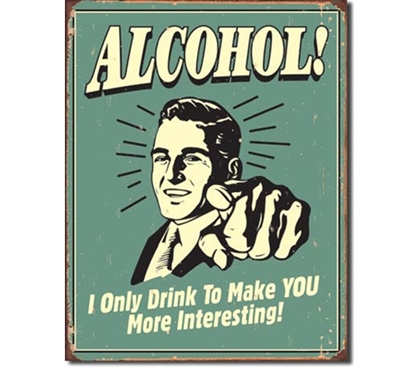 Tin Sign Dorm Room Decor funny drinking poster with classic illustration from 1950's on tin poster sign