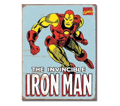 Tin Sign Dorm Room Decor classic marvel comics iron man cartoon drawing on tin sign for dorm decoration