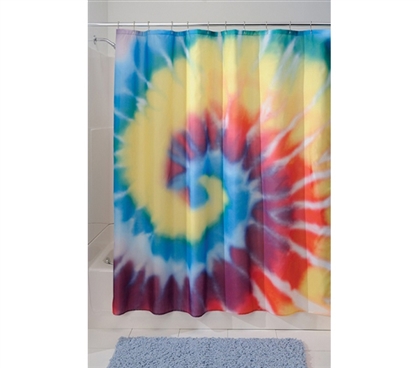 Cool Decor Item For Bathrooms - Tie Dye Shower Curtain - Fun Looking College Decor