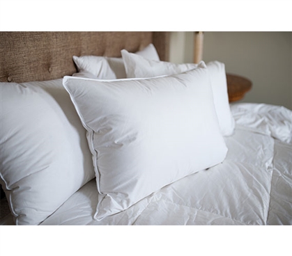 230 TC White Duck Down Dorm Pillow Dorm Essentials Dorm Necessities College Supplies